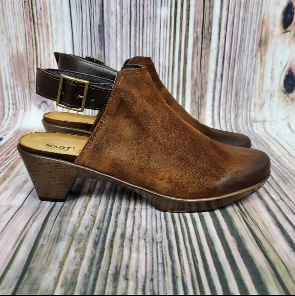 Naot Rustic Brown Suede Upgrade Slingback Booties
